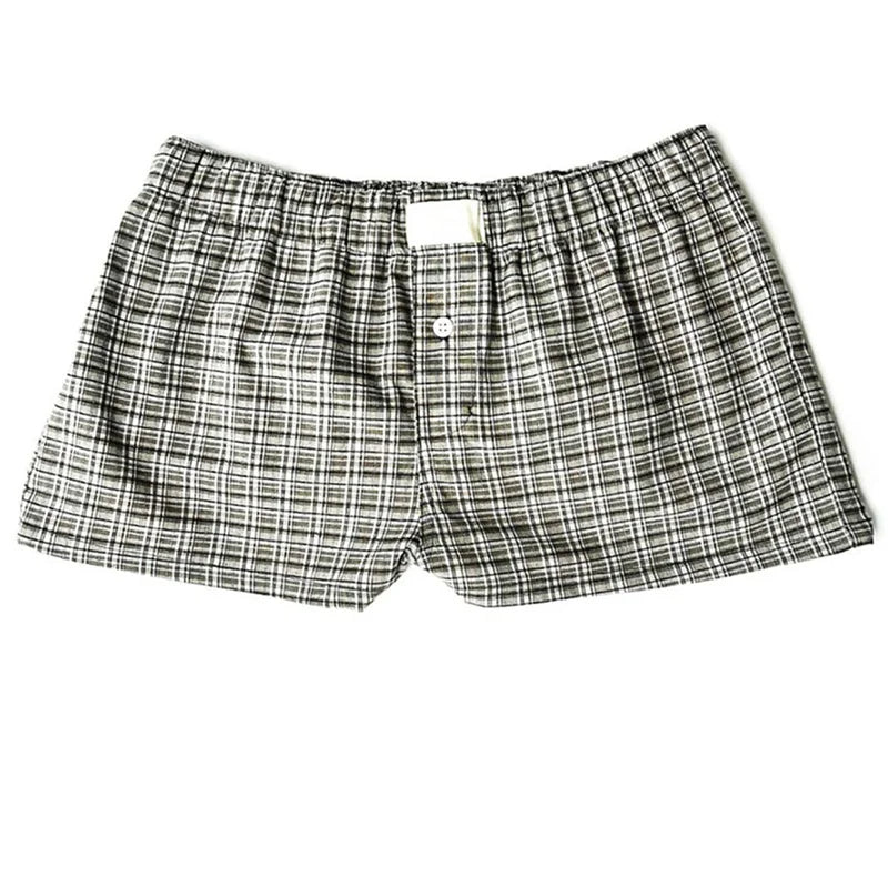 Women's Y2k Pajamas Shorts Cute Plaid Pj Short Pants Flannel Lounge Sleep Shorts Bottoms Elastic Waist Baggy Boxers Tracksuit - 3KDyn